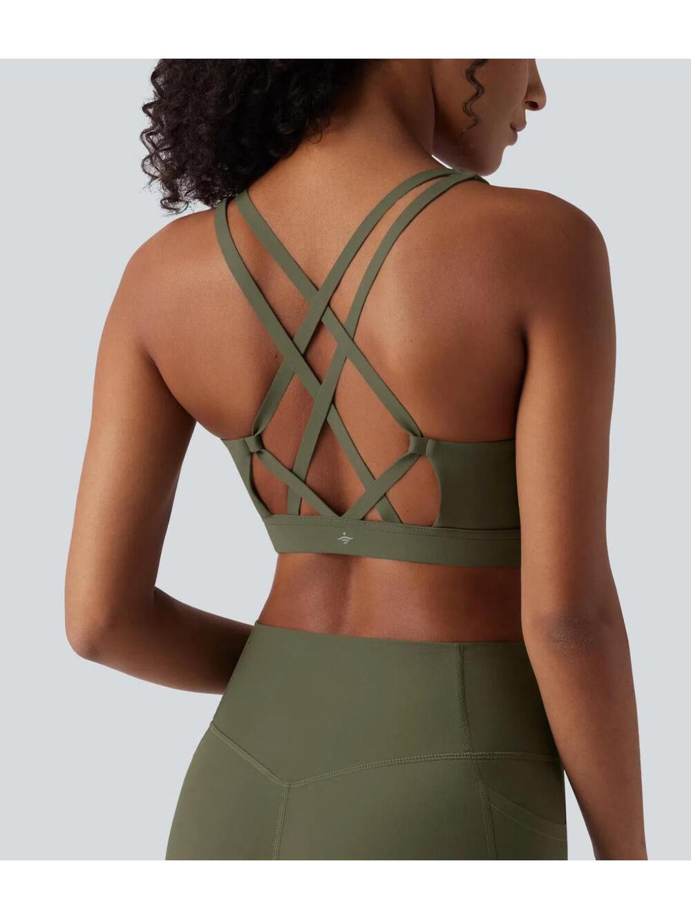 Halara UltraSculpt™ Low Support Push-Up Yoga Sports Bra Green Size Medium